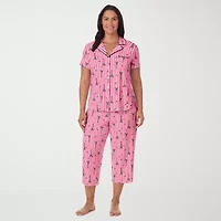 Cuddl Duds Womens V-Neck Short Sleeve 2-pc. Plus Pajama Sets
