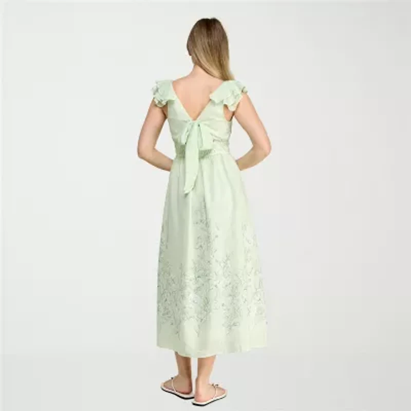 Trixxi Womens Juniors Short Sleeve Striped A-Line Dress