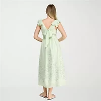 Trixxi Womens Juniors Short Sleeve Striped A-Line Dress