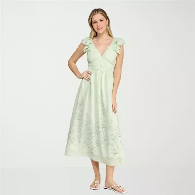 Trixxi Womens Juniors Short Sleeve Striped A-Line Dress