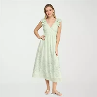 Trixxi Womens Juniors Short Sleeve Striped A-Line Dress