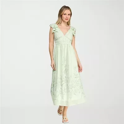 Trixxi Womens Juniors Short Sleeve Striped A-Line Dress