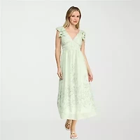 Trixxi Womens Juniors Short Sleeve Striped A-Line Dress