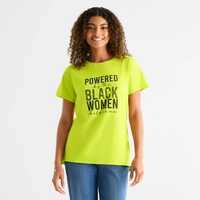 Hope & Wonder Black History Month Womens Crew Neck Short Sleeve Regular Fit Graphic T-Shirt