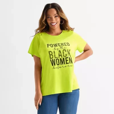 Hope & Wonder Black History Month Womens Crew Neck Short Sleeve Plus T-Shirt