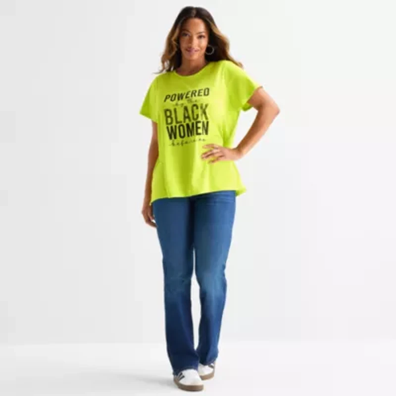 Hope & Wonder Black History Month Womens Crew Neck Short Sleeve Plus T-Shirt