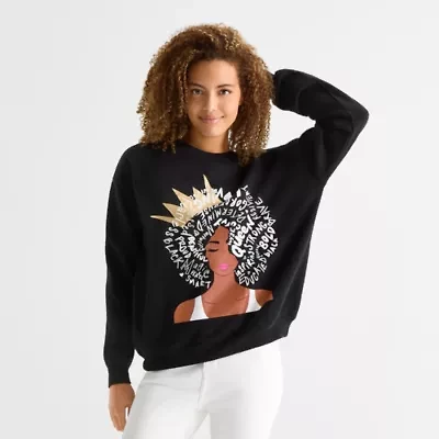 Hope & Wonder Black History Month Queen Womens Crew Neck Long Sleeve Sweatshirt