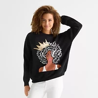Hope & Wonder Black History Month Queen Womens Crew Neck Long Sleeve Sweatshirt