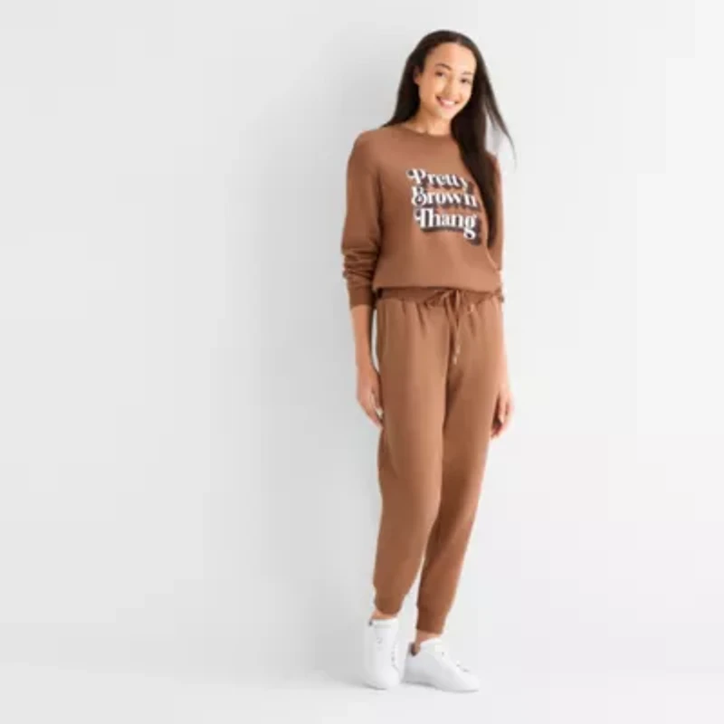 Hope & Wonder Black History Month Pretty Brown Thing Womens Cuffed Mid Rise Regular Fit Fleece Jogger Pant