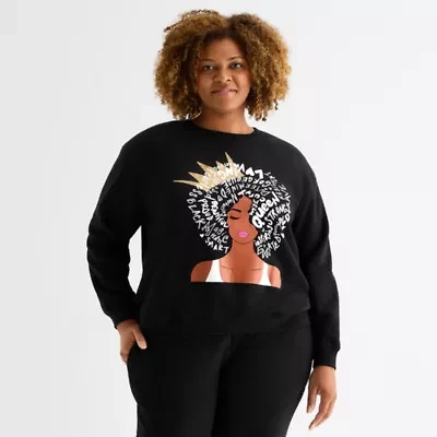 Hope & Wonder Black History Month Queen Womens Crew Neck Long Sleeve Plus Sweatshirt