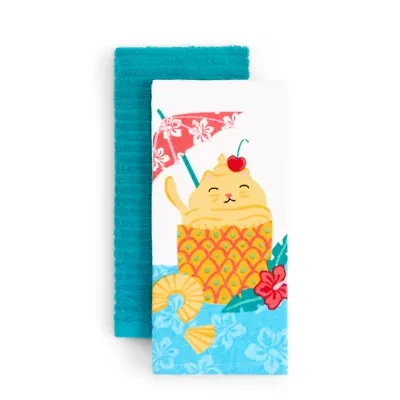 Layerings Pineapple Cat 2-pc. Kitchen Towel Set