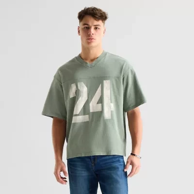 Arizona Mens V Neck Short Sleeve Boxy Fit Graphic T-Shirt