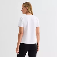 Liz Claiborne Womens Tall Crew Neck Short Sleeve Blouse