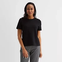 Liz Claiborne Womens Tall Crew Neck Short Sleeve Blouse