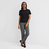 Liz Claiborne Womens Tall Crew Neck Short Sleeve Blouse