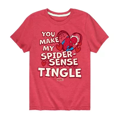 Disney Collection Little & Big Kid Boys Crew Neck Short Sleeve Regular Fit Spiderman Graphic T-Shirt