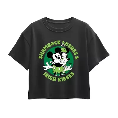 Disney Collection Little & Big Kid Girls Crew Neck Short Sleeve Regular Fit Mickey and Friends Graphic T-Shirt