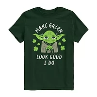 Disney Collection Little & Big Kid Boys Crew Neck Short Sleeve Regular Fit Star Wars Graphic T-Shirt