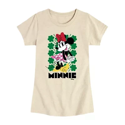Disney Collection Little & Big Kid Girls Crew Neck Short Sleeve Regular Fit Minnie Mouse Graphic T-Shirt