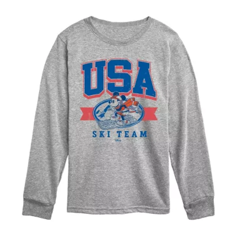 Disney Collection Little & Big Kid Boys Crew Neck Short Sleeve Regular Fit Mickey Mouse Graphic T-Shirt