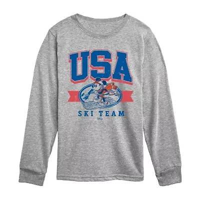 Disney Collection Little & Big Kid Boys Crew Neck Short Sleeve Regular Fit Mickey Mouse Graphic T-Shirt