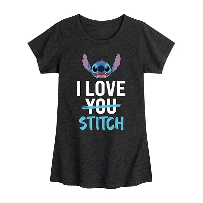 Disney Collection Little & Big Kid Girls Crew Neck Short Sleeve Regular Fit Graphic T-Shirt