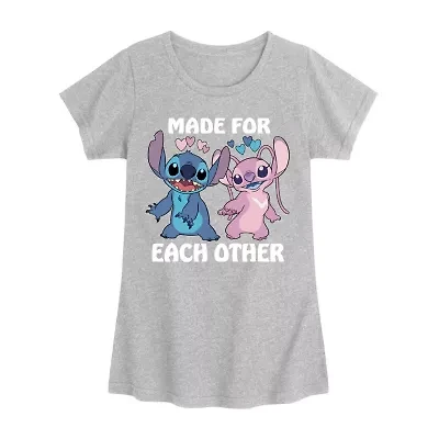 Disney Collection Little & Big Kid Girls Crew Neck Short Sleeve Regular Fit Graphic T-Shirt