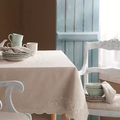 Lenox French Perle Linen Embroidered Tablecloth