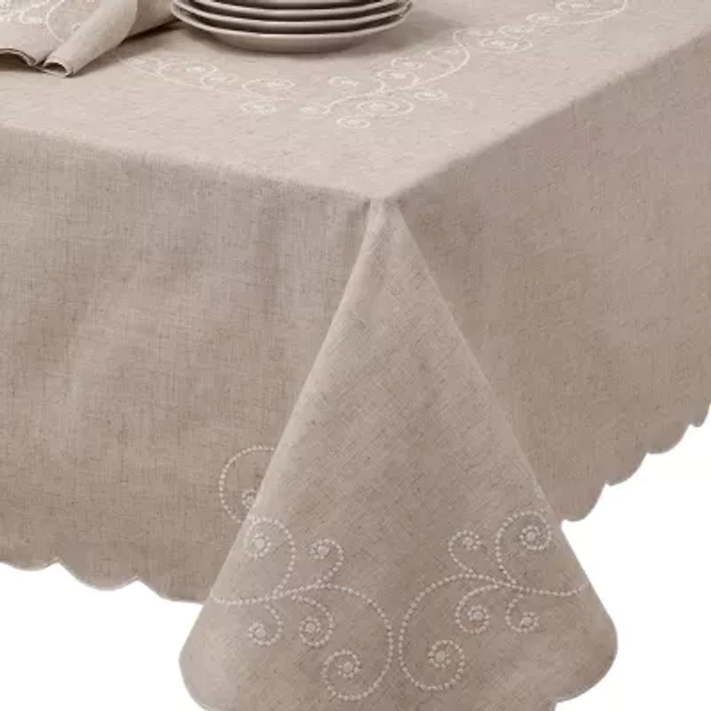 Lenox French Perle Linen Embroidered Tablecloth