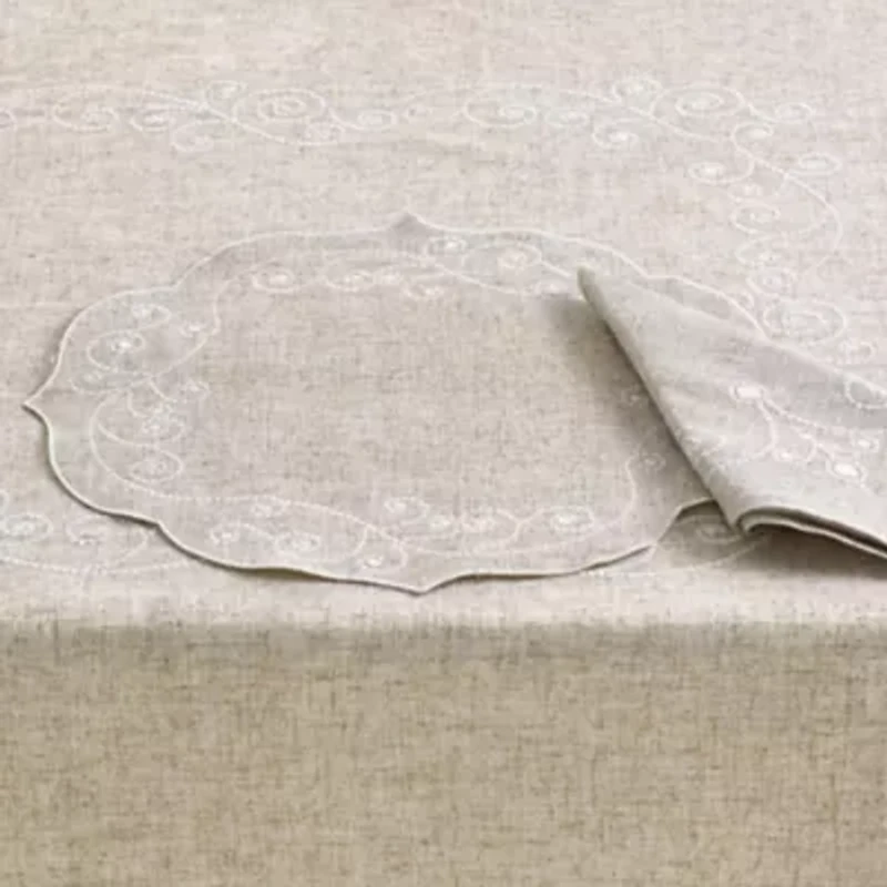 Lenox French Perle Linen Embroidered 4-pc. Round Placemat