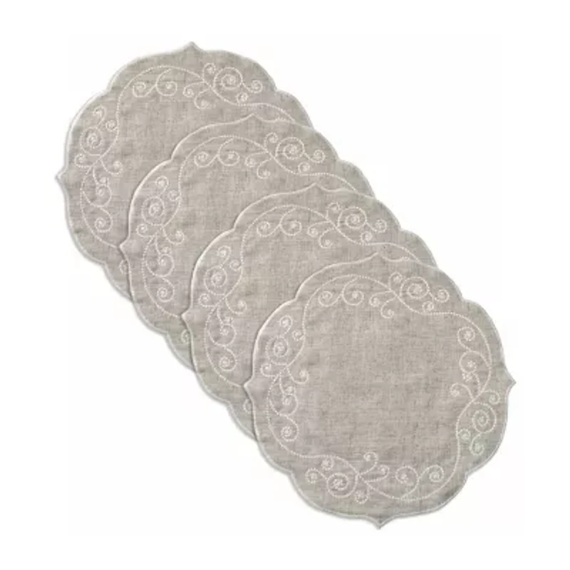Lenox French Perle Linen Embroidered 4-pc. Round Placemat