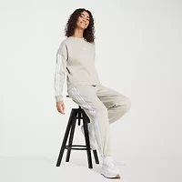 adidas Womens Straight Mid Rise Loose Fit Fleece Active Jogger Pant