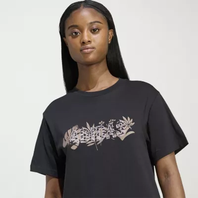 adidas Womens Crew Neck Short Sleeve Active T-Shirt