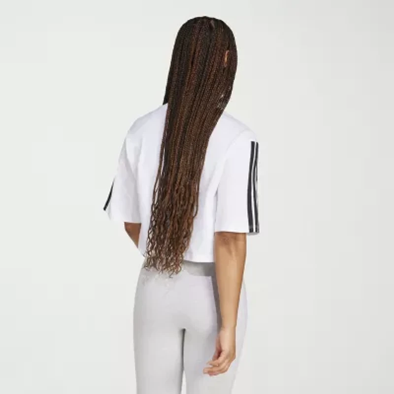 adidas Womens Crew Neck Short Sleeve Active Crop Top