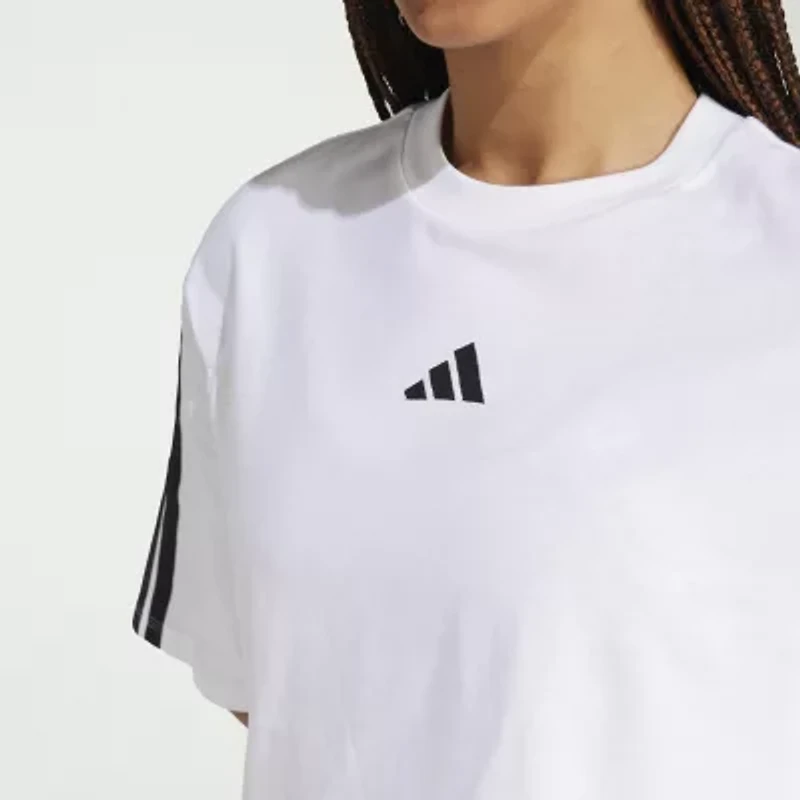 adidas Womens Crew Neck Short Sleeve Active Crop Top