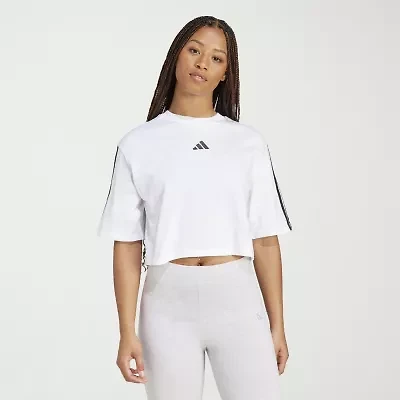 adidas Womens Crew Neck Short Sleeve Active Crop Top