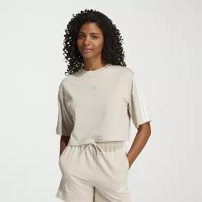 adidas Womens Crew Neck Short Sleeve Active Crop Top