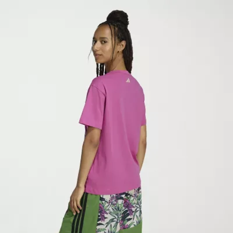 adidas Womens Farm Rio Crew Neck Short Sleeve Active T-Shirt