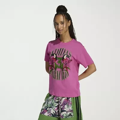 adidas Womens Farm Rio Crew Neck Short Sleeve Active T-Shirt