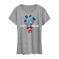 Lets Read Womens Scoop Neck Short Sleeve Classic Fit Dr. Seuss Graphic T-Shirt
