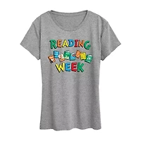 Reading Week Womens Crew Neck Short Sleeve Classic Fit Dr. Seuss Graphic T-Shirt