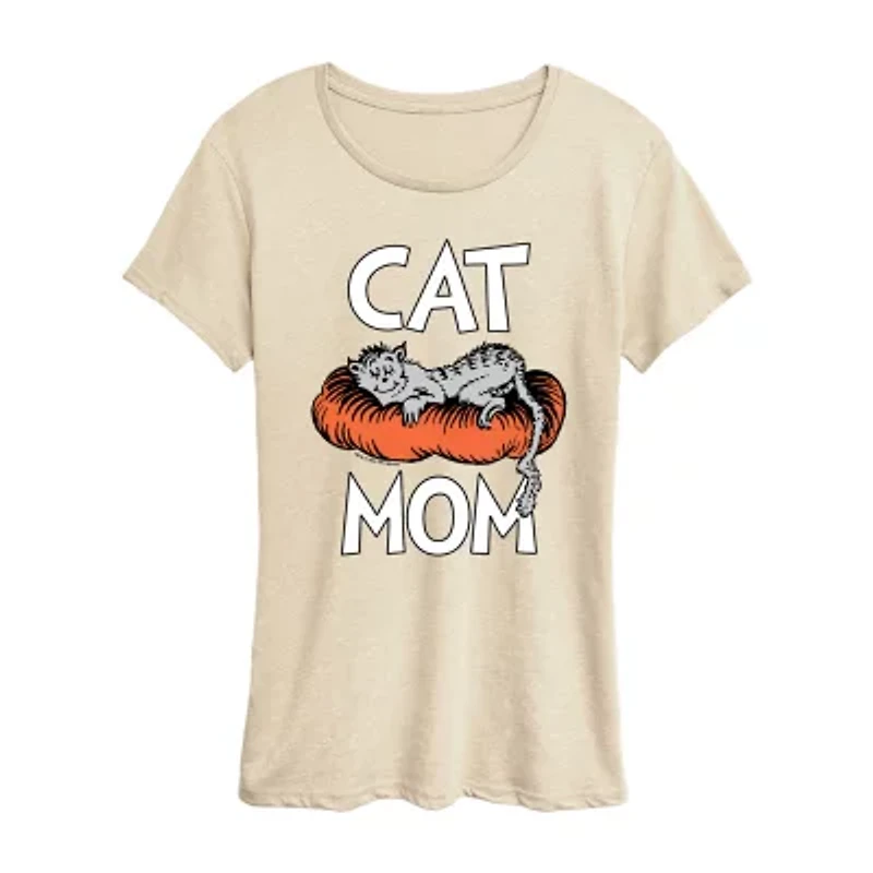 Cat Mom Womens Crew Neck Short Sleeve Classic Fit Dr. Seuss Graphic T-Shirt