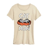 Cat Mom Womens Crew Neck Short Sleeve Classic Fit Dr. Seuss Graphic T-Shirt