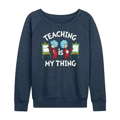 Teaching Is My Thing Womens Boat Neck Long Sleeve Classic Fit Dr. Seuss Graphic T-Shirt