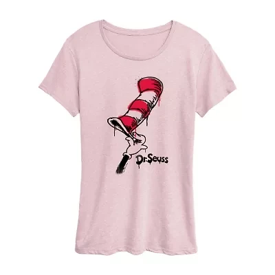 Cat The Street Womens Crew Neck Short Sleeve Classic Fit Dr. Seuss Graphic T-Shirt