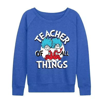 Teacher Of All Things Womens Boat Neck Long Sleeve Classic Fit Dr. Seuss Graphic T-Shirt