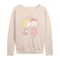 Lucy Schroeder Vday Kiss Womens Boat Neck Long Sleeve Classic Fit Peanuts Graphic T-Shirt