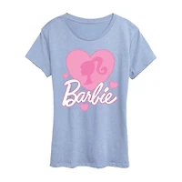 Barbie Love Hearts Womens Crew Neck Short Sleeve Classic Fit Graphic T-Shirt
