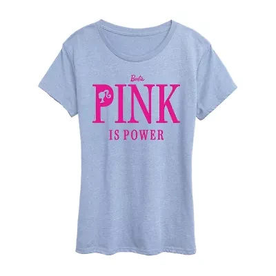Pink Is Power Womens Crew Neck Short Sleeve Classic Fit Barbie Graphic T-Shirt