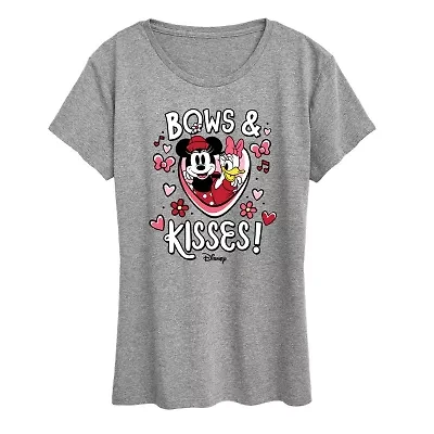Bows And Kisses Womens Crew Neck Short Sleeve Classic Fit Minnie Mouse Graphic T-Shirt